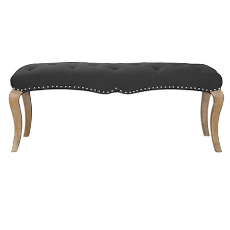 Velinda Dark Gray Tufted Bench